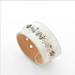 Leather Star Rivet Cuff Bracelet - USA